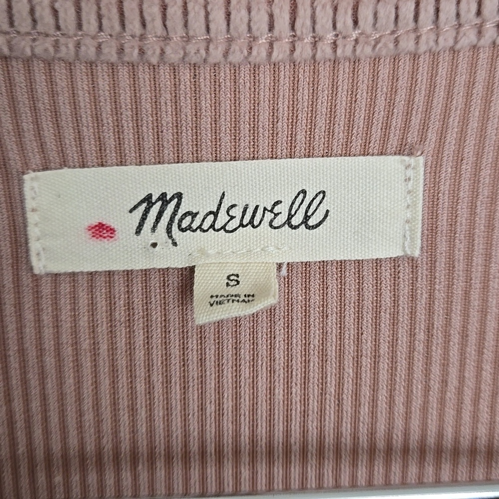 Madewell Blush Pink Corduroy Faux Wrap Pepplum Style Top S - Picture 3 of 9
